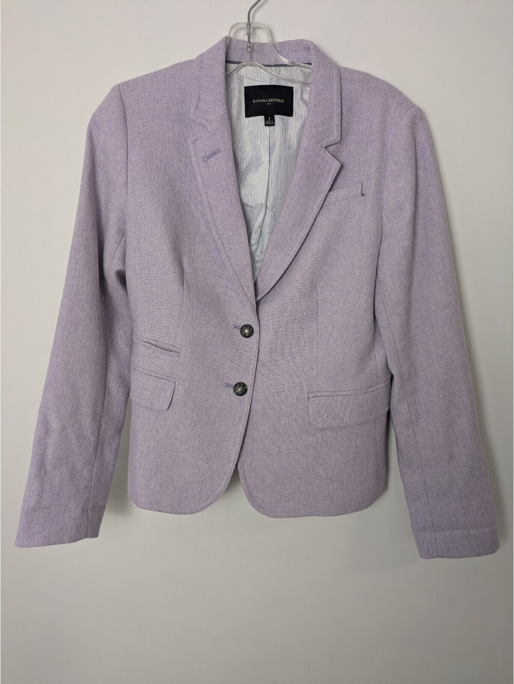 Banana Republic Lavender Herringbone Wool-Blend Blazer Size 8 Business Casual